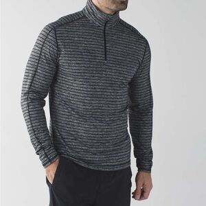 Lululemon Surge Warm 1/2 Zip Striped Gray Quarter-Zip Pullover Men’s